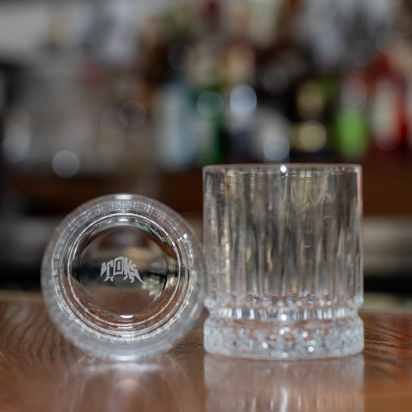 Etched Low Ball Glass