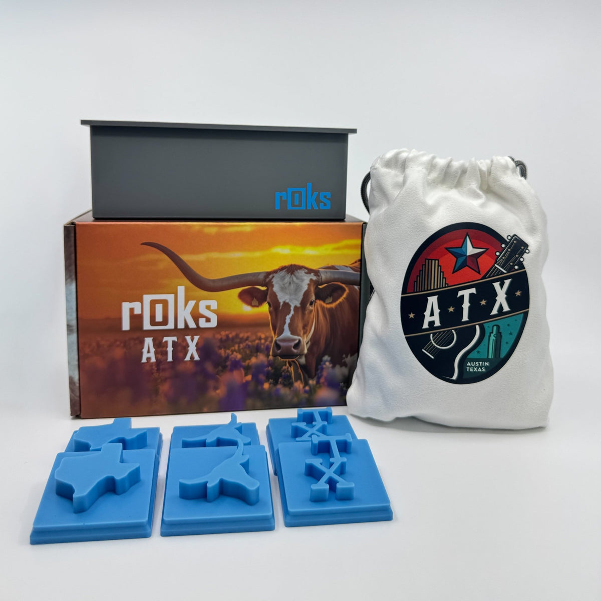 rOks ATX Bundle—Austin-Inspired Custom Ice Tray Gift Set | rOks USA